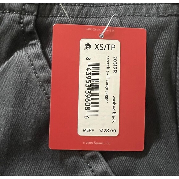 Spanx Pants Womens XS Washed Black Stretch Twill Cargo Jogger 2039R Zip Cuff - Picture 4 of 11